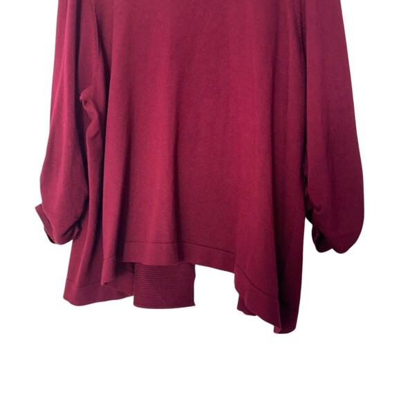 JM Collection Womens Burgandy Open Front Cardigan SZ 3X Comfy Business Casual - Picture 9 of 12